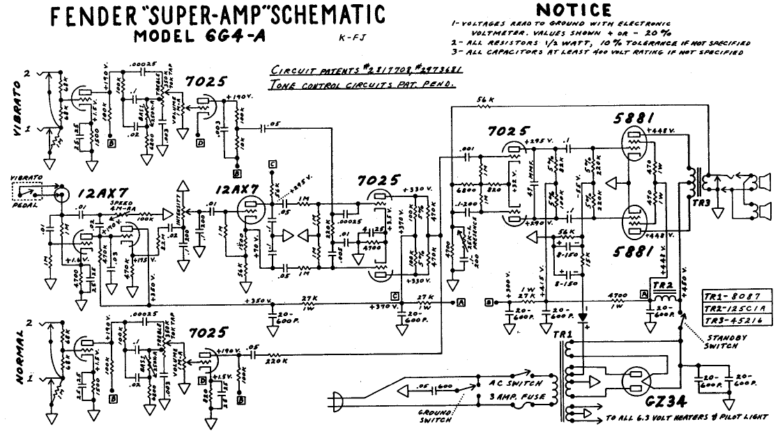 FENDER Super-Amp 6G4A Schematic