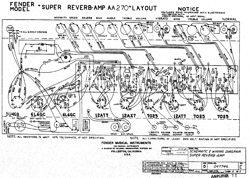 FENDER Super Reverb AA270 Layout