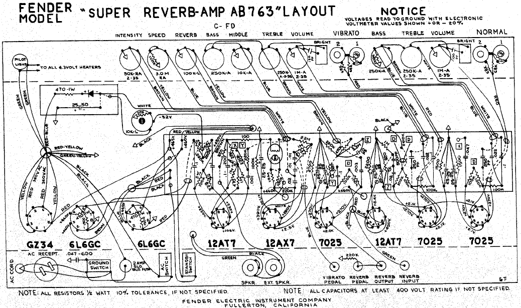 FENDER Super Reverb AB763 Layout