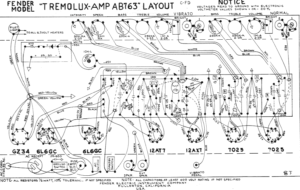 FENDER Tremolux-Amp AB763 Layout
