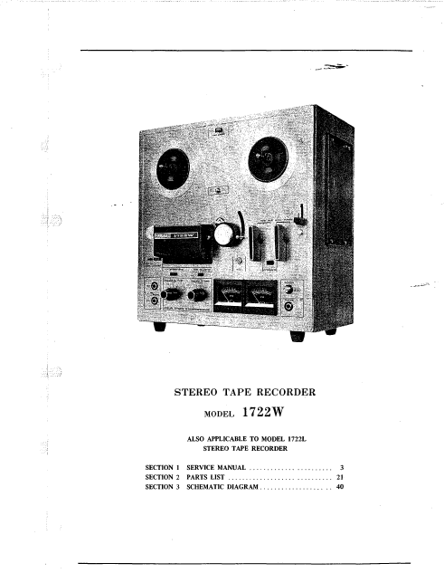 AKAI Stereo Tape Recorder Model 1722W Service Manual