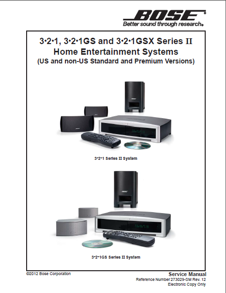 BOSE 3-2-1 Series II System Service Manual – Electronic Service 