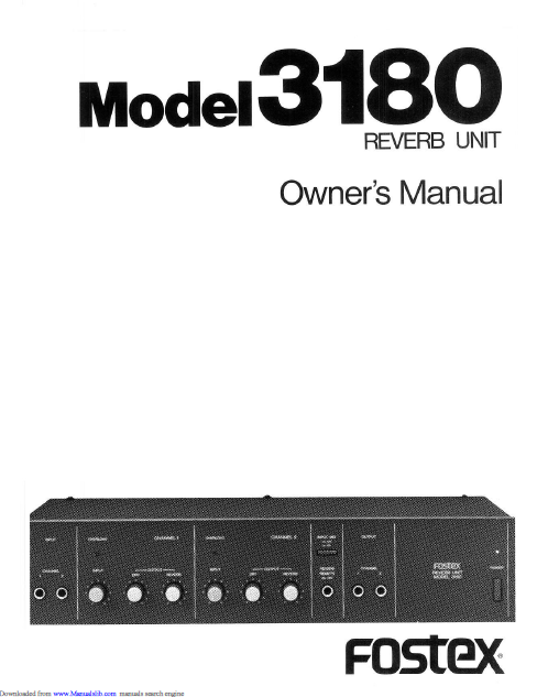FOSTEX Model 3180 Reverb Unit Owner's Manual