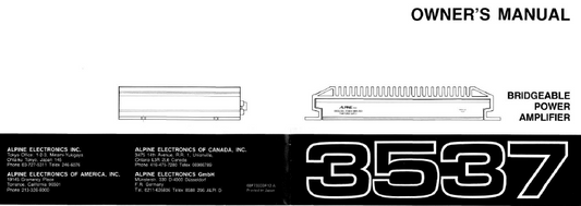 ALPINE 3537 Bridgeable Power Amplifier Owner's Manual
