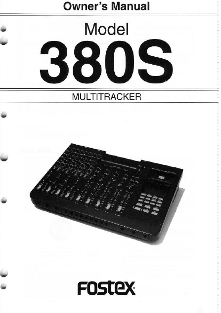 FOSTEX Model 380S Multitracker Owner's Manual