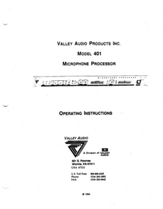 VALLEY AUDIO Model 401 Microphone Processor  Owner's Manual