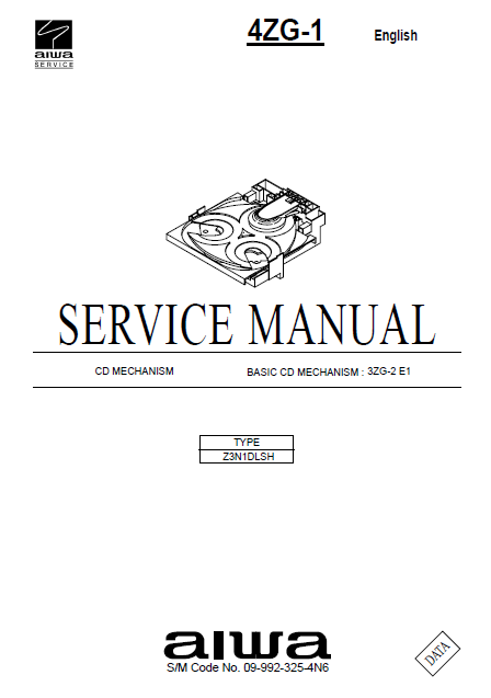 AIWA 4ZG-1 3ZG-2 E1 Basic CD Mechanism Service Manual
