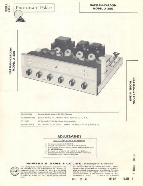 Harman Kardon Model A-260 Operation Manual