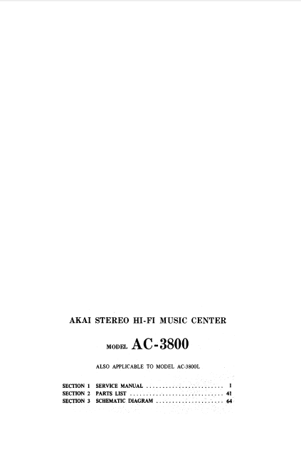 AKAI Stereo HI-FI Model AC-3800 Service Manual