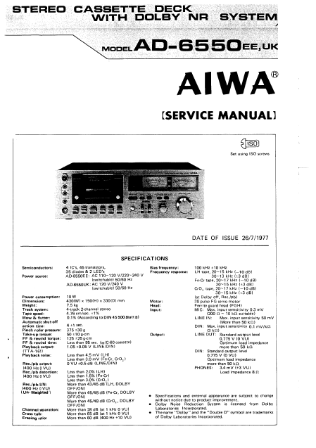 AIWA AD-6550 EE,UK Service Manual