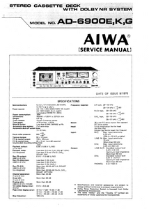 AIWA AD-6900E K,G Stereo Cassette Deck with Dolby NR Service Manual