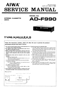 AIWA AD-F990 Stereo Cassette Deck Service Manual