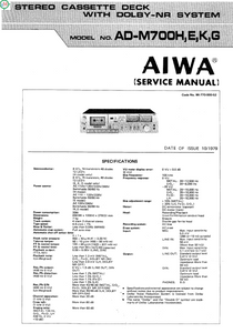 AIWA AD-M700 H E K J Stereo Cassette Deck Service Manual
