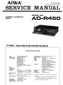 AIWA Stereo Cassette Deck AD-R450 Service Manual