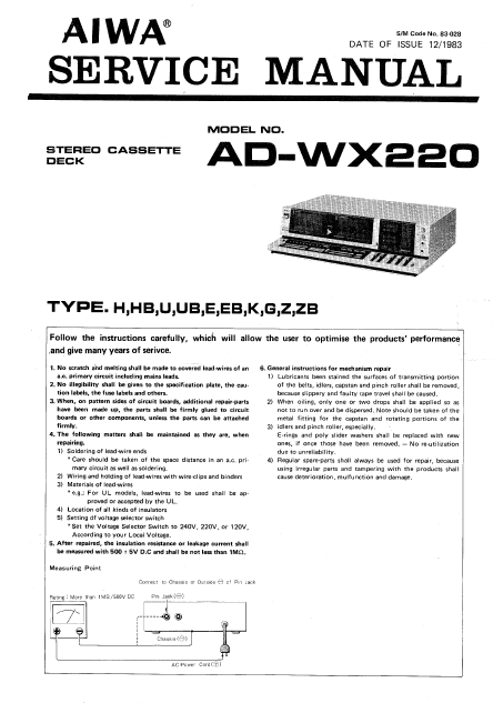 AIWA AD-WX220 Service Manual