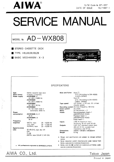 AIWA AD-WX808 Service Manual