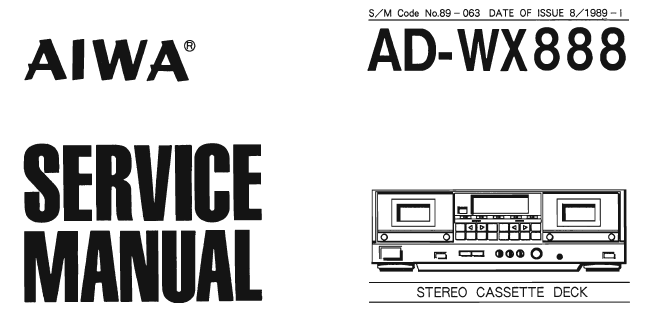 AIWA AD-WX888 Stereo Cassette Deck Service Manual