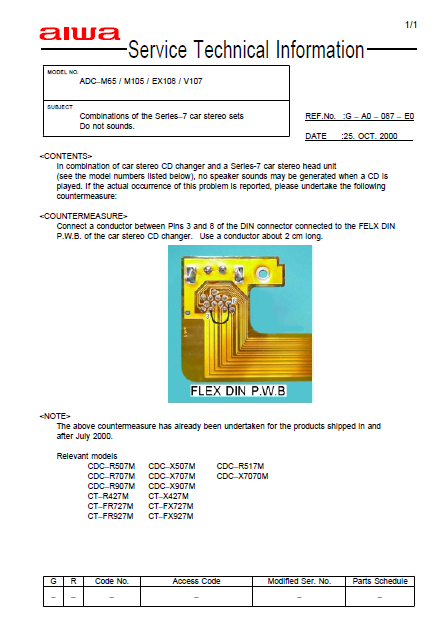AIWA ADC-M65 Service Technical Service Manual
