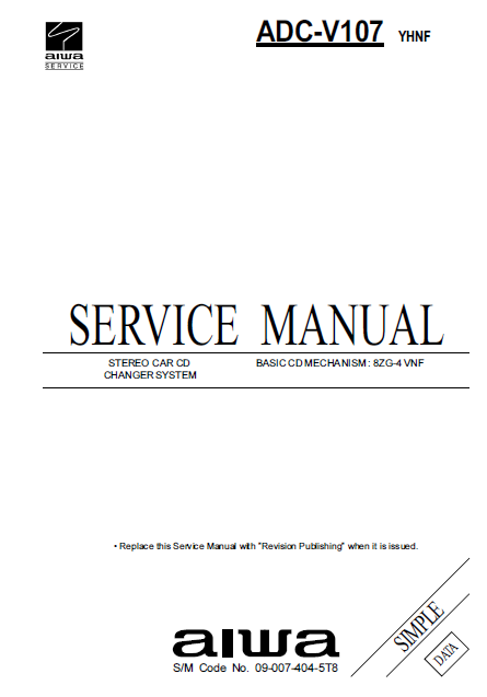 AIWA ADC-V107 YHNF Simple Data Service Manual