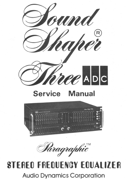 ADC SS3 Stereo Equalizer Service Manual