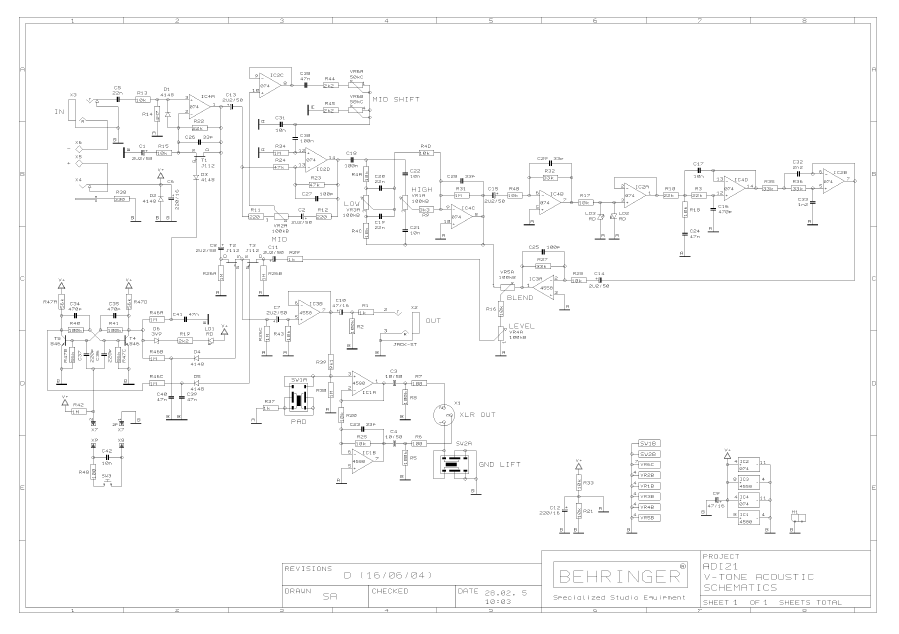 BEHRINGER ADI21 V-tone Acoustic Schematic