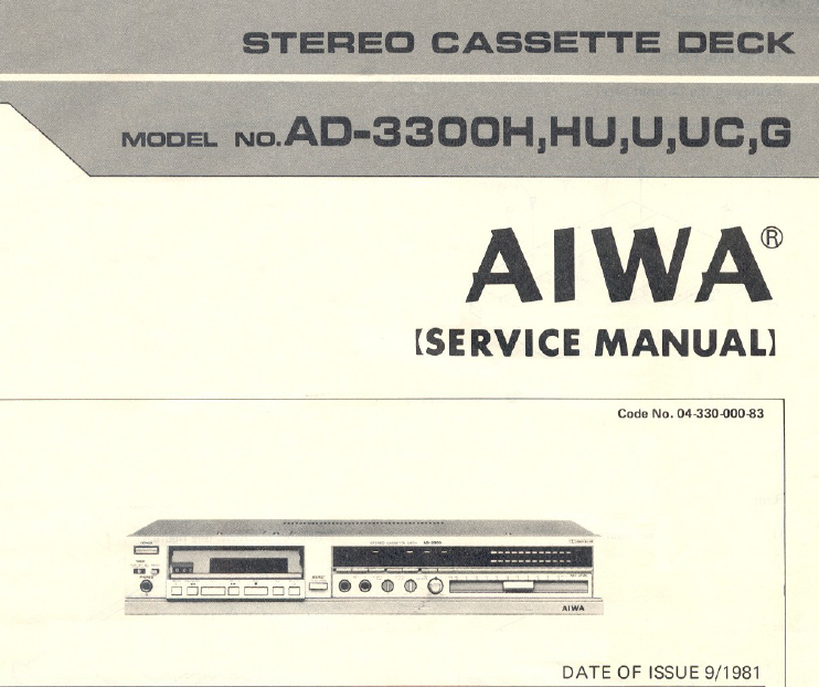 AIWA AD-3300H HU U UC G Stereo Cassette Deck Service Manual