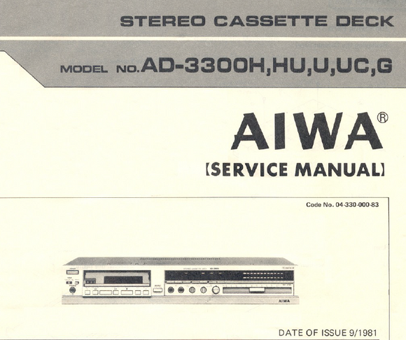 AIWA AD-3300H HU U UC G Stereo Cassette Deck Service Manual
