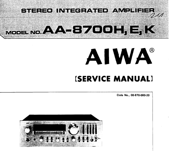 AIWA Stereo Integ Amp AA-8700H-E-K Service Manual