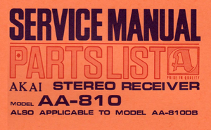 AKAI AA-810 Parts List Stereo Receiver Service Manual
