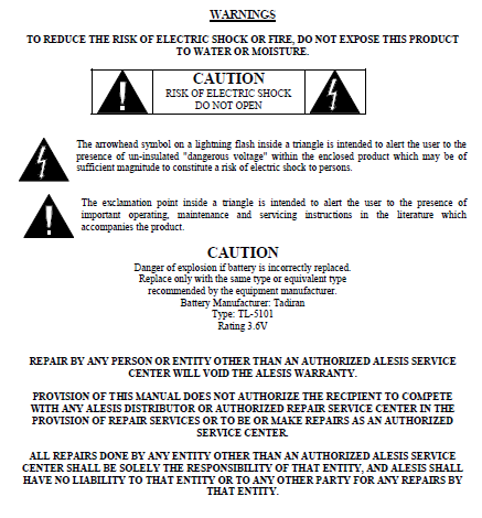 ALESIS HR16-16B Drum Machines Service Manual
