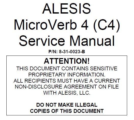 ALESIS MicroVerb4 C4 Service Manual