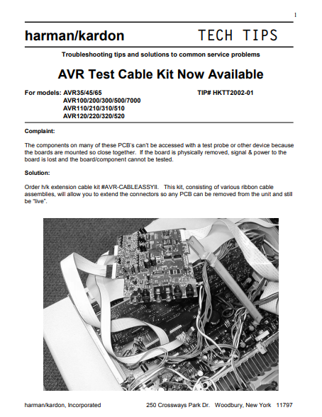 Harman Kardon ALL-AVRS-HKTT2002-01 Tech Tips