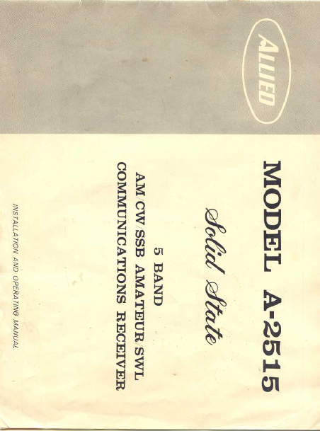 ALLIED A-2515 Communications Receiver Instruction Manual