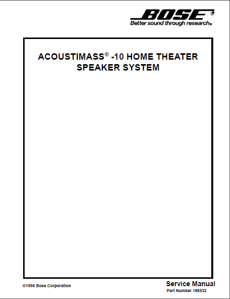 BOSE Acoustimass Speaker System Service Manual