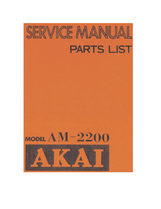 AKAI Model AM-2200 Part List Service Manual