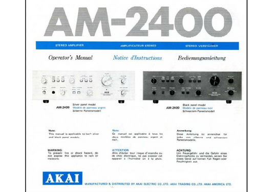 AKAI AM-2400 Operator's Manual