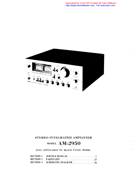 AKAI Stereo Integrated Amplifier Model AM-2950 Service Manual