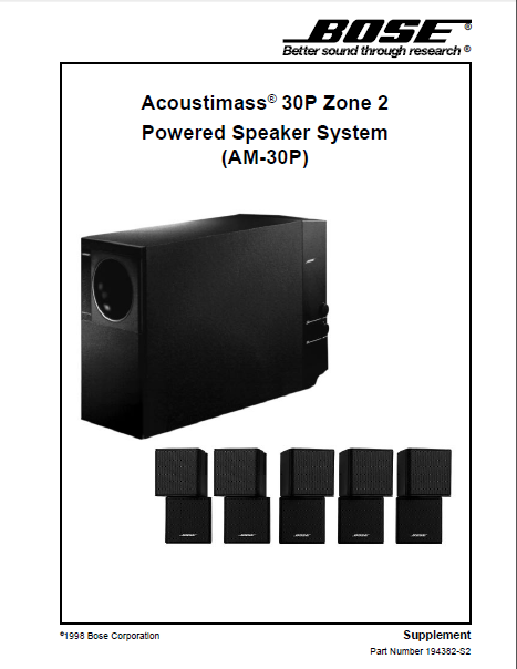 BOSE AM-30P Zone2 Speaker System Service Manual