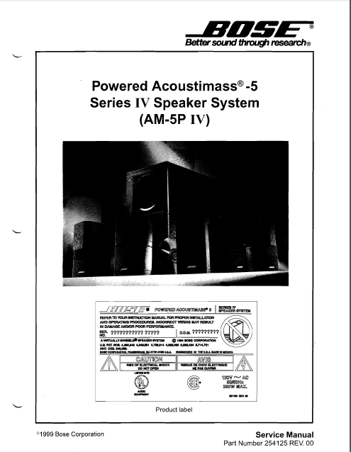 BOSE AM5 Series IV Speaker System Service Manual