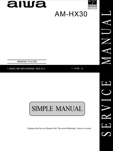 AIWA AM-HX30 Minidisc Simple Manual