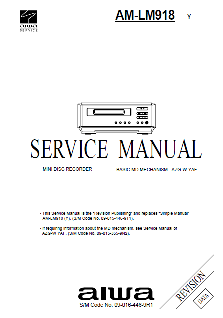 AIWA AM-LM918Y MD Recorder Revision Service Manual