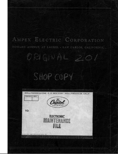 AMPEX MX-201 Electric Maintenance Owner's Manual