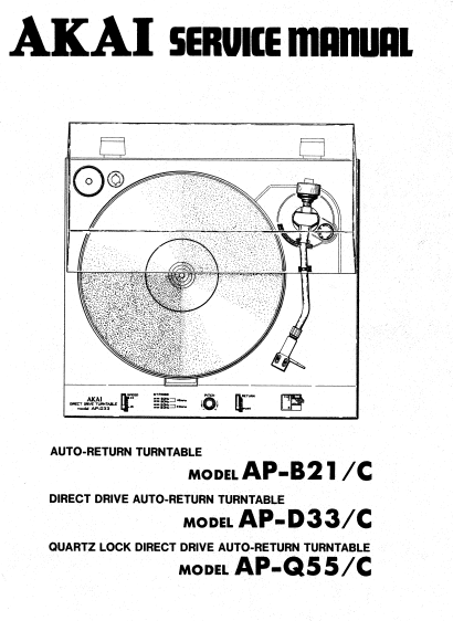 AKAI AP-B21C Turntable Parts List Service Manual