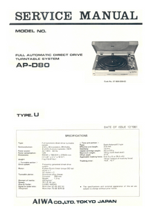 AKAI AP-D80 U Drive Turntable System Service Manual