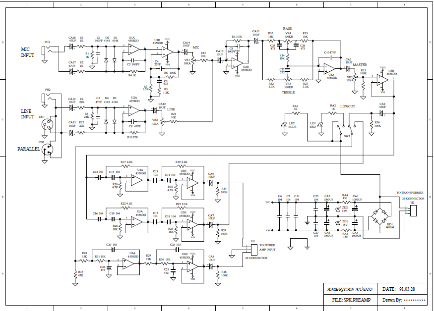American Audio APX-152 Powered Speaker Schematic