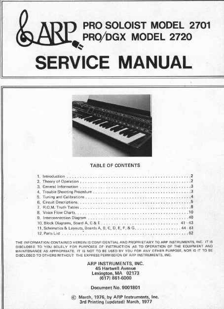 ARP PRO Soloist 2701 Service Manual