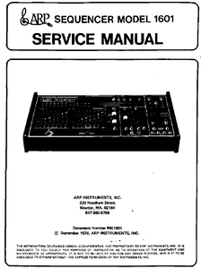 ARP Sequencer 1601 Instruments Service Manual