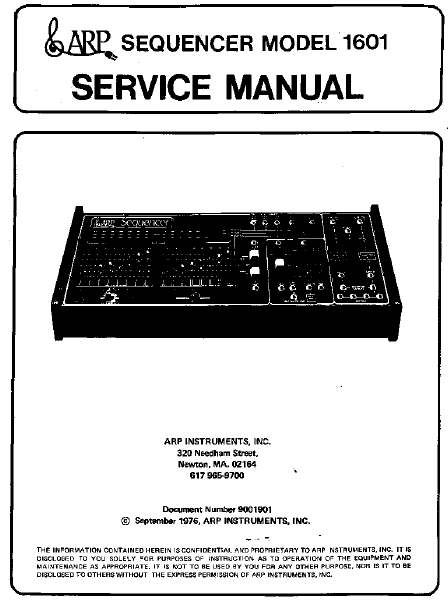 ARP Sequencer 1601 Instruments Service Manual