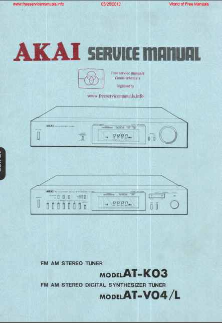 AKAI AT K03-V04 L Stereo Synthesizer Tuner Service Manual