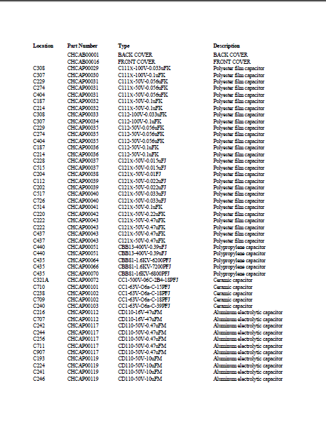 APEX AT1302 Parts List